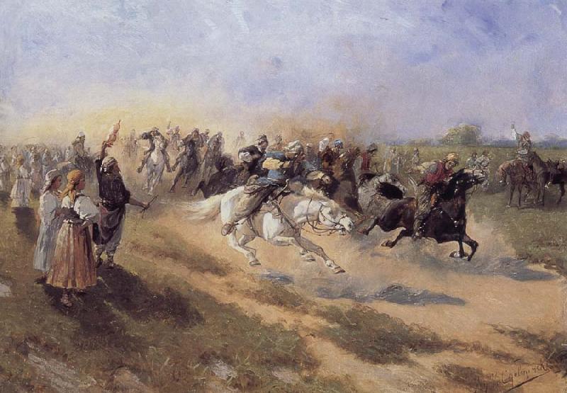 Jan Van Chelminski Horse race Spain oil painting art